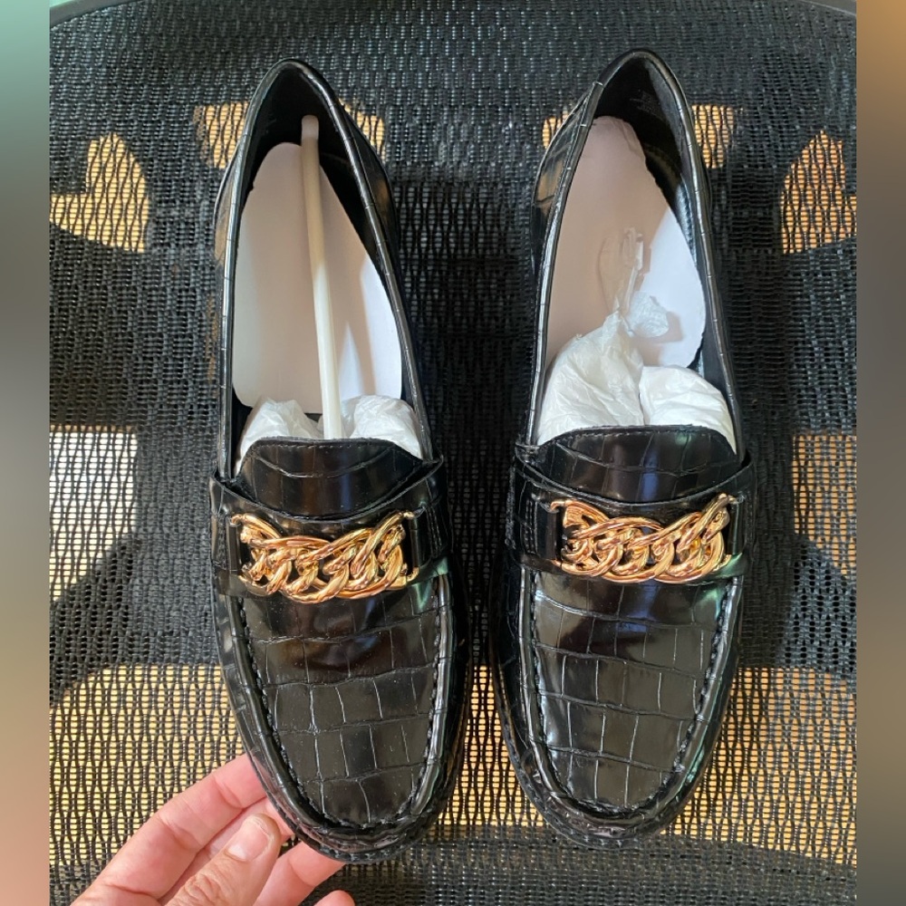 STEVE MADDEN Leather Chain Loafers Shoes